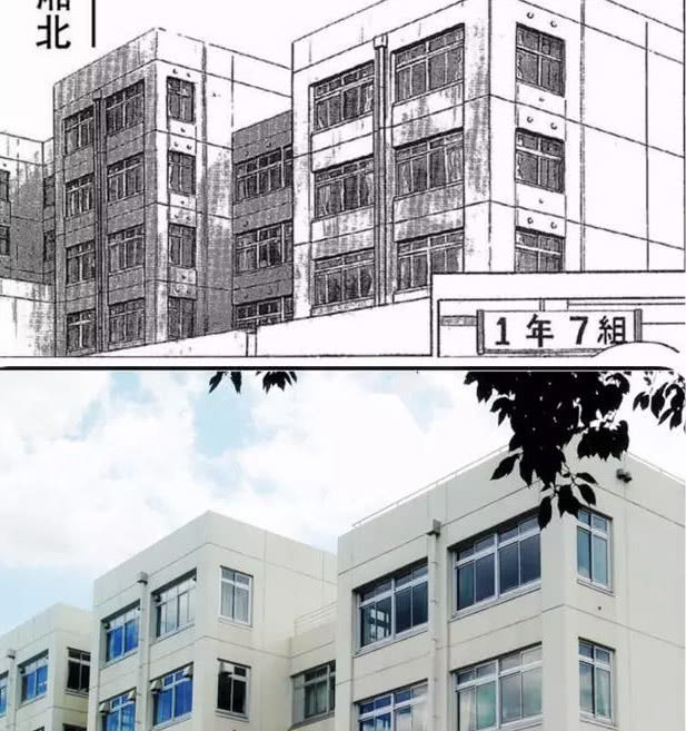 灌篮高手动漫场景vs真实场景，连学校也一模一样，看完瞬间泪目